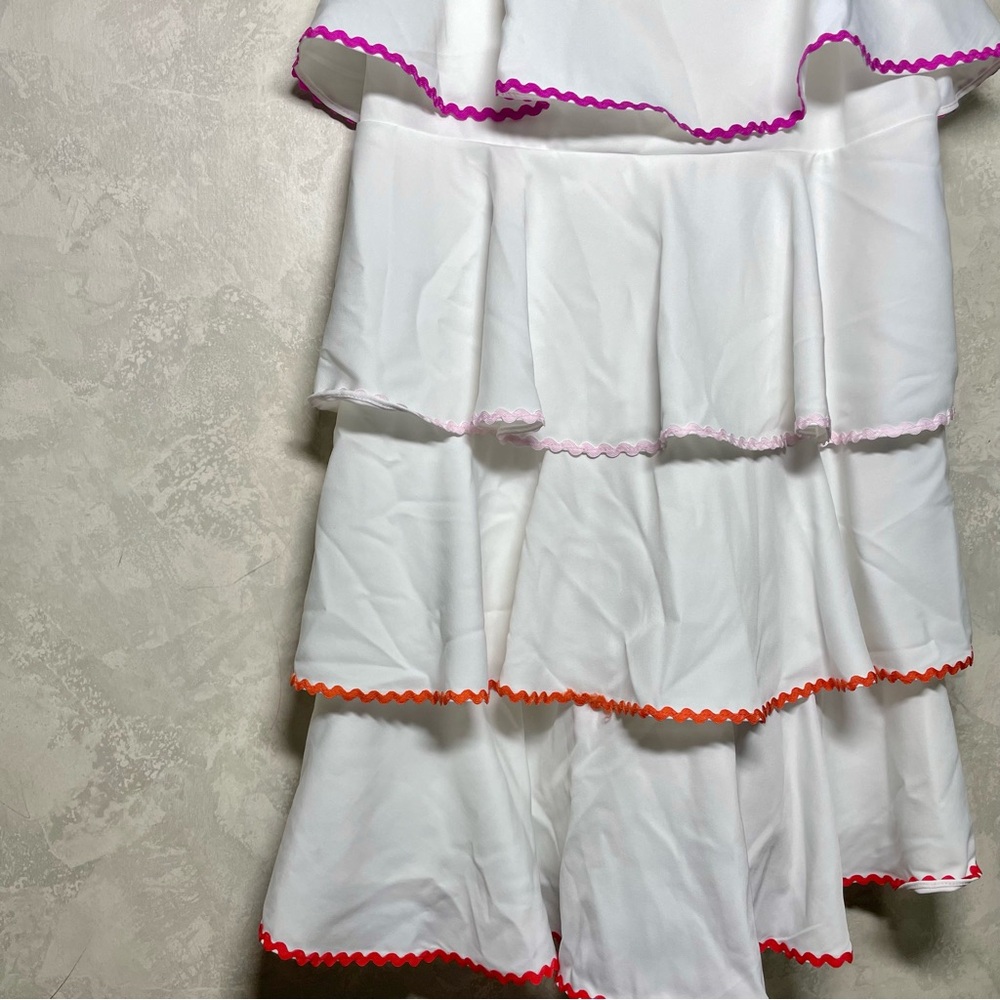 TECE tired ruffle dress with color trim - Picture 4 of 7